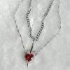 Heart and Sword Zircon Pendant Necklace Set Heart and Sword Zircon Pendant Necklace Set