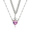 Heart and Sword Zircon Pendant Necklace Set Heart and Sword Zircon Pendant Necklace Set