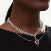 Heart and Sword Zircon Pendant Necklace Set Heart and Sword Zircon Pendant Necklace Set