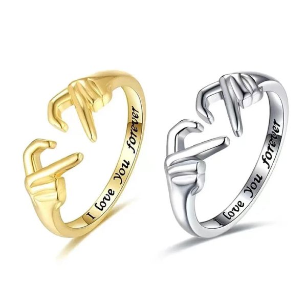 Heart Hand Hug Adjustable Ring for Couples Heart Hand Hug Adjustable Ring for Couples
