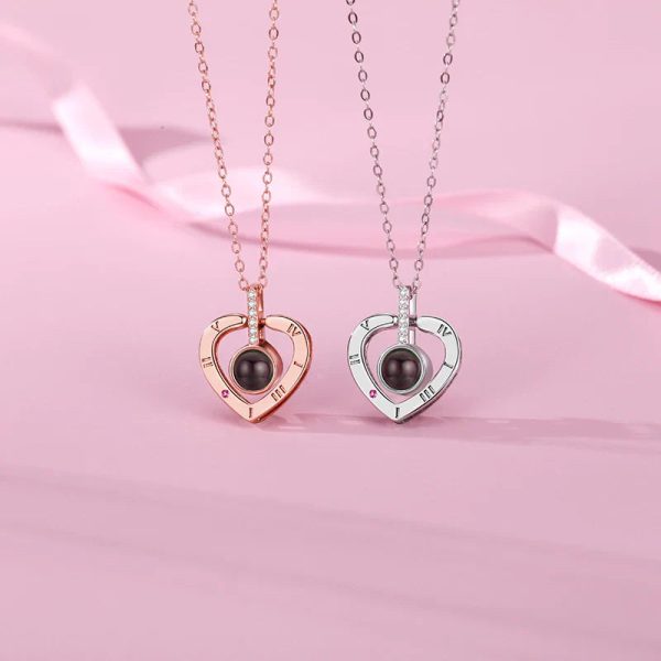 Heart Projection Necklace with I Love You in 100 Languages Heart Projection Necklace with I Love You in 100 Languages