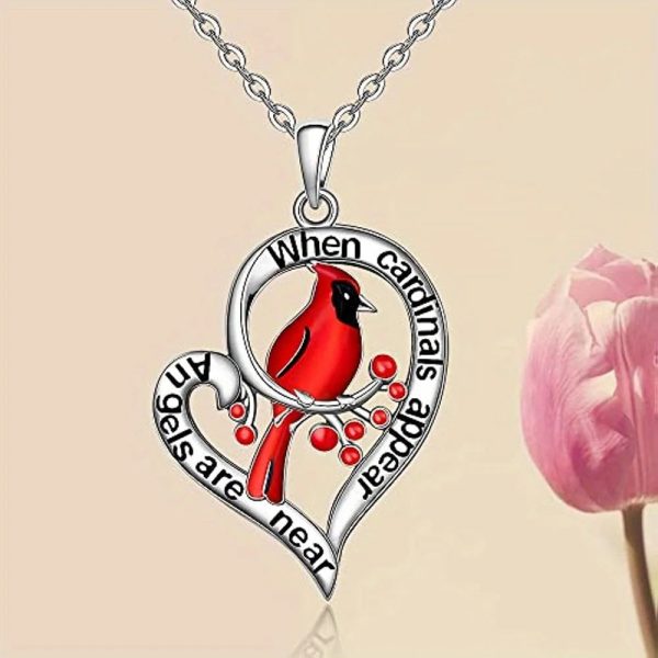 Heart Shaped Cardinal Pendant Necklace Heart Shaped Cardinal Pendant Necklace