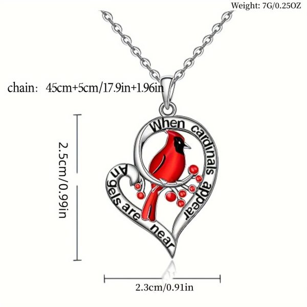 Heart Shaped Cardinal Pendant Necklace Heart Shaped Cardinal Pendant Necklace