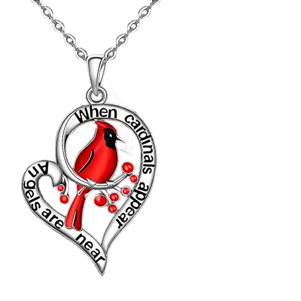 Heart Shaped Cardinal Pendant Necklace Heart Shaped Cardinal Pendant Necklace
