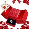 Heart-Shaped Pendant Necklace with Red Rose Gift Box Heart-Shaped Pendant Necklace with Red Rose Gift Box