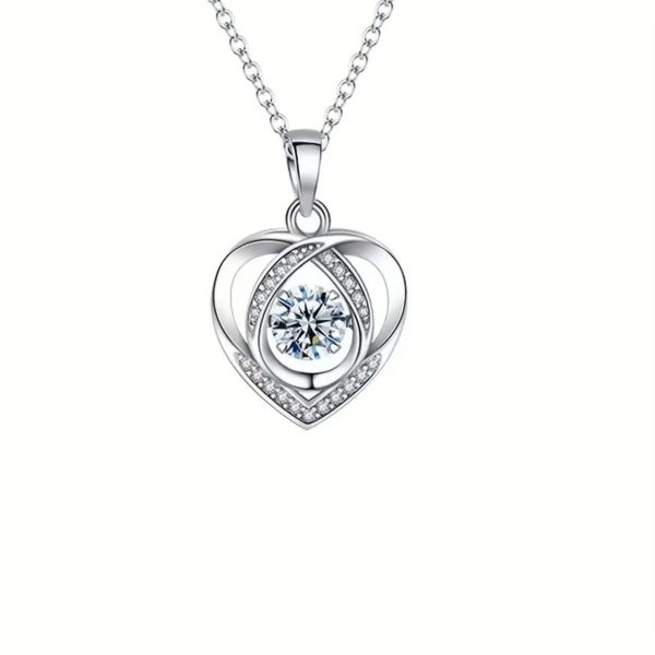 Heart-Shaped Pendant Necklace with Red Rose Gift Box Heart-Shaped Pendant Necklace with Red Rose Gift Box