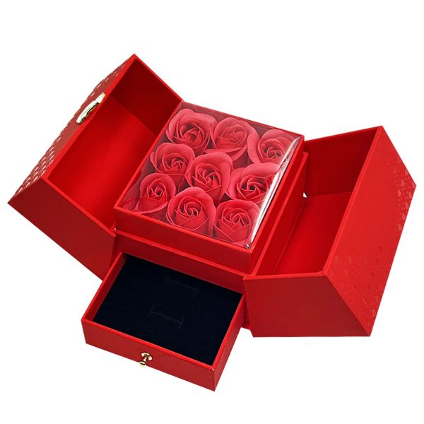 Heart-Shaped Pendant Necklace with Red Rose Gift Box Heart-Shaped Pendant Necklace with Red Rose Gift Box