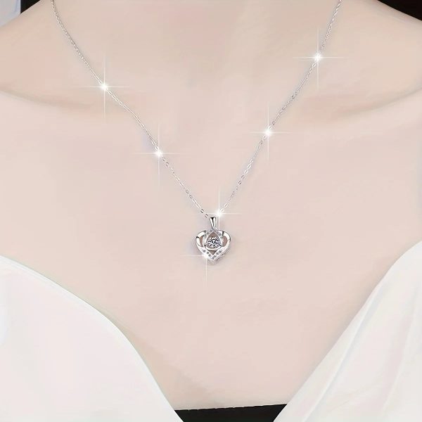 Heart-Shaped Pendant Necklace with Red Rose Gift Box Heart-Shaped Pendant Necklace with Red Rose Gift Box