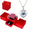 Heart-Shaped Pendant Necklace with Red Rose Gift Box Heart-Shaped Pendant Necklace with Red Rose Gift Box