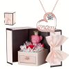 Heartbeat Pendant Necklace with Teddy Bear and Rose Gift Box