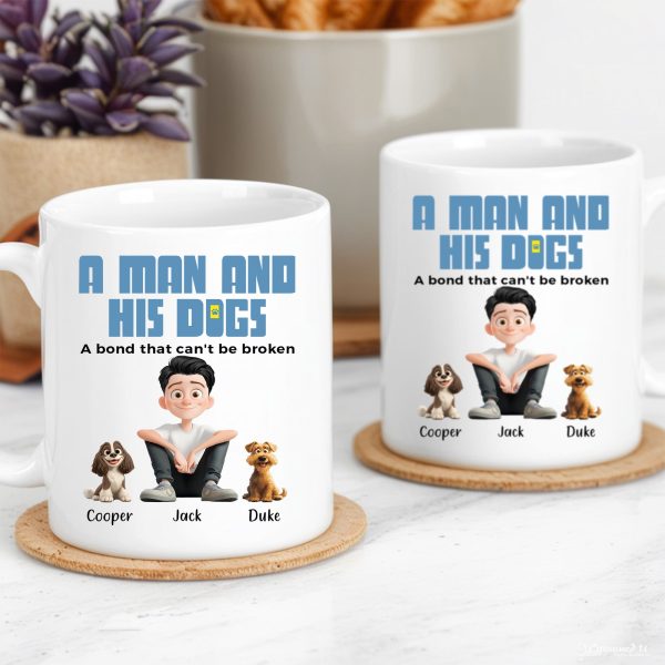 Heartwarming Pet-Themed Mug Personalized 'A Man and His Dogs' Design, Ideal Gift for Dog Owners