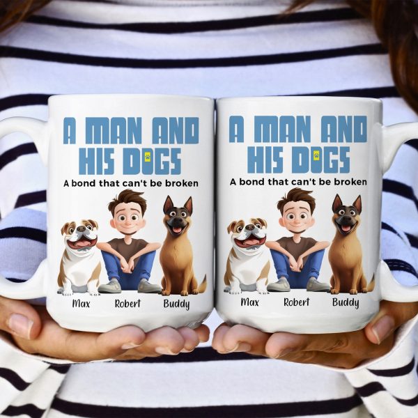 Heartwarming Pet-Themed Mug Personalized 'A Man and His Dogs' Design, Ideal Gift for Dog Owners