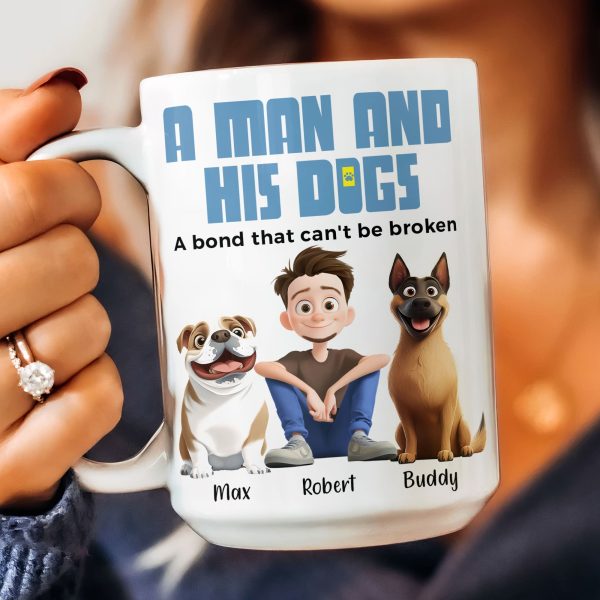 Heartwarming Pet-Themed Mug Personalized 'A Man and His Dogs' Design, Ideal Gift for Dog Owners