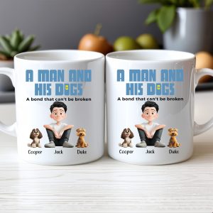 Heartwarming Pet-Themed Mug Personalized 'A Man and His Dogs' Design, Ideal Gift for Dog Owners