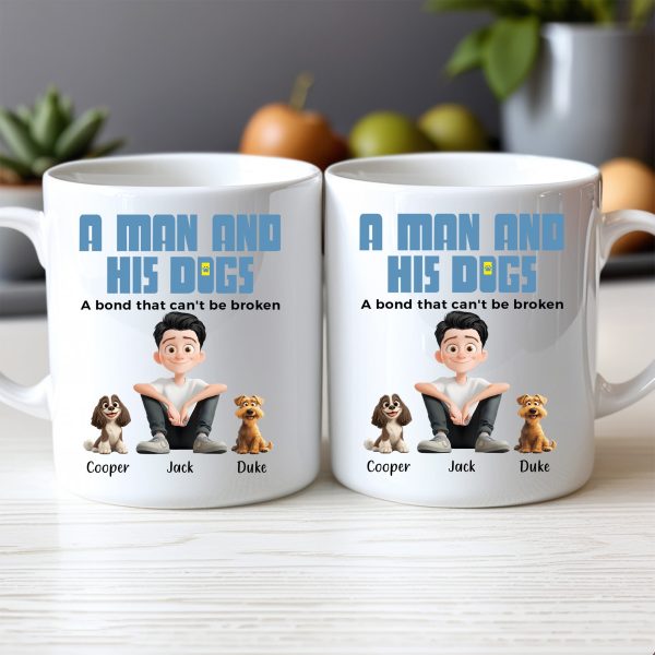 Heartwarming Pet-Themed Mug Personalized 'A Man and His Dogs' Design, Ideal Gift for Dog Owners