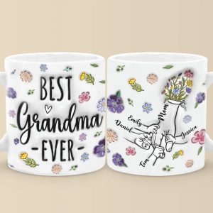 Her Hand, My Anchor In The Storm - Family Personalized Custom 3D Inflated Effect Printed Mug - Gift For Mom, Grandma