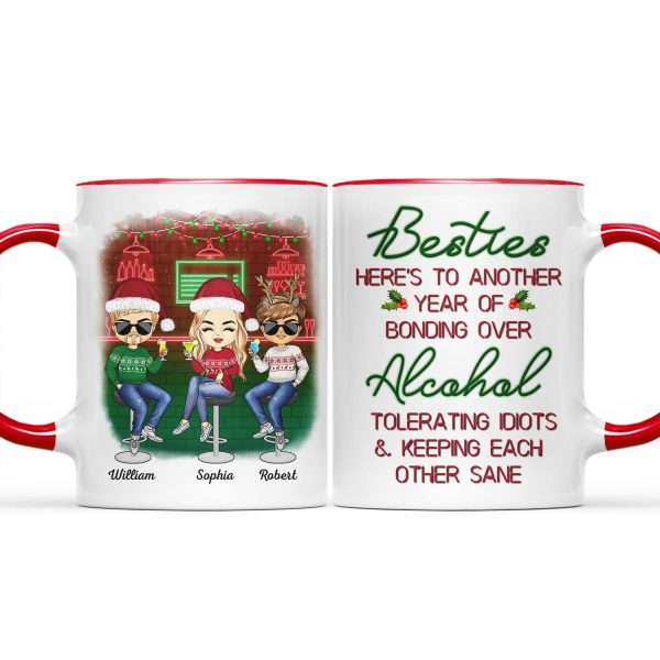 Here's To Another Year Of Bonding Over Alcohol Christmas Best Friends - Bestie BFF Gift - Personalized Custom Accent Mug Here's To Another Year Of Bonding Over Alcohol Christmas Best Friends - Bestie BFF Gift - Personalized Custom Accent Mug