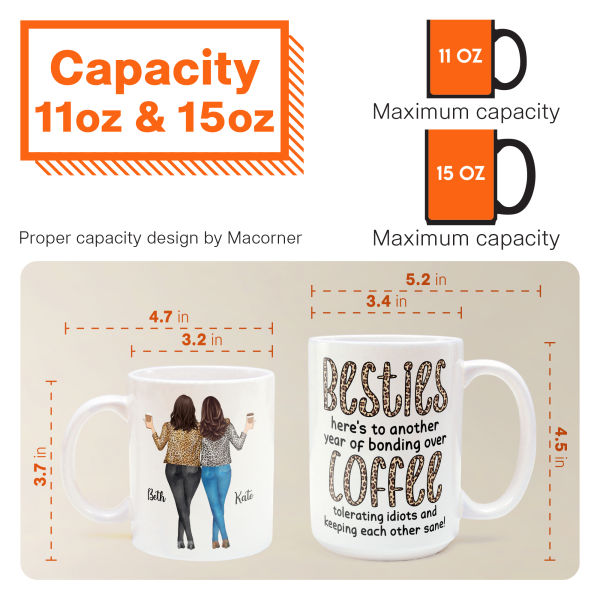 Here's To Another Year Of Bonding Over Coffee - Personalized Mug - Birthday, New Year Gift For Besties, Soul Sisters, Sistas, BFF, Friends - Leopard Pattern Jacket Women Here's To Another Year Of Bonding Over Coffee - Personalized Mug - Birthday, New Year Gift For Besties, Soul Sisters, Sistas, BFF, Friends - Leopard Pattern Jacket Women