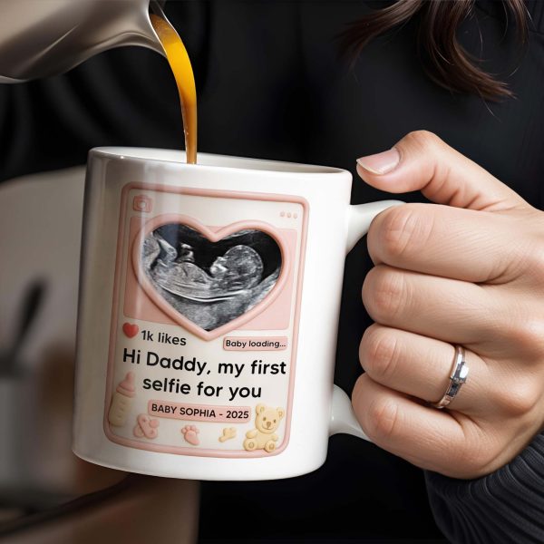 Hi Daddy My First Selfie For You, Ultrasound & Teddy Bear Design - Personalized Custom Coffee Mug - FAM567_MG Hi Daddy My First Selfie For You, Ultrasound & Teddy Bear Design - Personalized Custom Coffee Mug - FAM567_MG