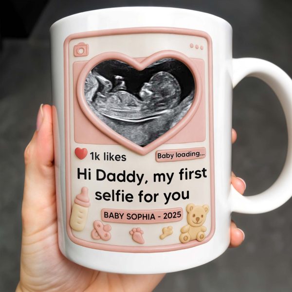 Hi Daddy My First Selfie For You, Ultrasound & Teddy Bear Design - Personalized Custom Coffee Mug - FAM567_MG Hi Daddy My First Selfie For You, Ultrasound & Teddy Bear Design - Personalized Custom Coffee Mug - FAM567_MG