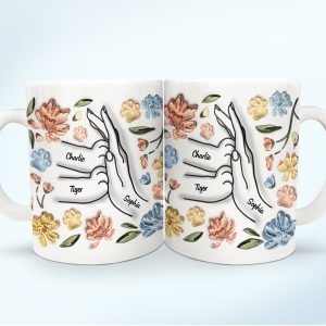 High Five Paw And Hand - Gift For Cat Mom, Cat Lover, Mother, Pet Lovers - 3D Inflated Effect Printed Mug, Personalized White Edge-to-Edge Mug