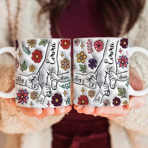 Hold My Hand, Hold My Heart Family 3D Inflated Effect Mug Personalized Gift DM01 890931 Hold My Hand, Hold My Heart Family 3D Inflated Effect Mug Personalized Gift DM01 890931