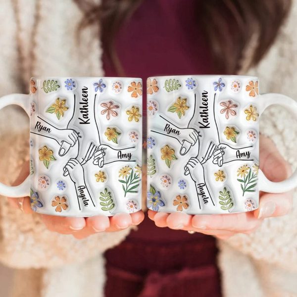 Hold My Hand Hold My Heart Family 3D Inflated Mug Personalized Gift DM01 890905