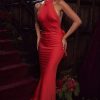 Holiday Oversized Bowknot Backless Halter Satin Evening Maxi Dress - Red Holiday Oversized Bowknot Backless Halter Satin Evening Maxi Dress - Red