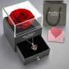 Hollow Zircon Love Necklace With Eternal Flower Gift Box Hollow Zircon Love Necklace With Eternal Flower Gift Box