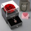 Hollow Zircon Love Necklace With Eternal Flower Gift Box Hollow Zircon Love Necklace With Eternal Flower Gift Box