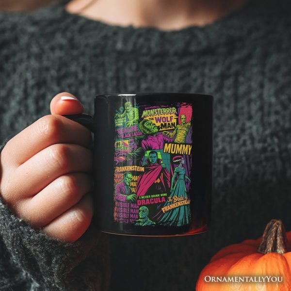 Horror Comic Classic Monsters Personalized Mug, Vintage Scary Halloween Gift with Custom Name Horror Comic Classic Monsters Personalized Mug, Vintage Scary Halloween Gift with Custom Name