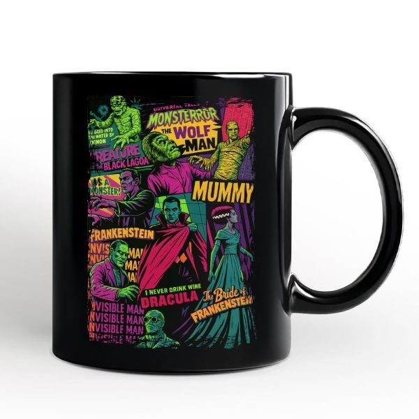 Horror Comic Classic Monsters Personalized Mug, Vintage Scary Halloween Gift with Custom Name Horror Comic Classic Monsters Personalized Mug, Vintage Scary Halloween Gift with Custom Name