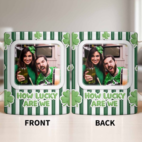 How Lucky Are We With Shamrocks And Stripes Design - Personalized Custom Coffee Mug - CPL1270_MG How Lucky Are We With Shamrocks And Stripes Design - Personalized Custom Coffee Mug - CPL1270_MG