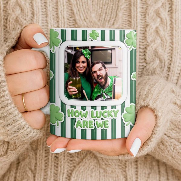 How Lucky Are We With Shamrocks And Stripes Design - Personalized Custom Coffee Mug - CPL1270_MG How Lucky Are We With Shamrocks And Stripes Design - Personalized Custom Coffee Mug - CPL1270_MG