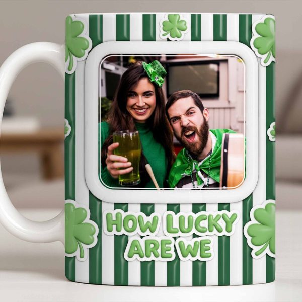How Lucky Are We With Shamrocks And Stripes Design - Personalized Custom Coffee Mug - CPL1270_MG How Lucky Are We With Shamrocks And Stripes Design - Personalized Custom Coffee Mug - CPL1270_MG