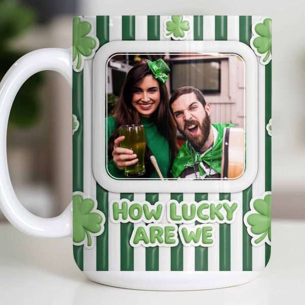 How Lucky Are We With Shamrocks And Stripes Design - Personalized Custom Coffee Mug - CPL1270_MG How Lucky Are We With Shamrocks And Stripes Design - Personalized Custom Coffee Mug - CPL1270_MG