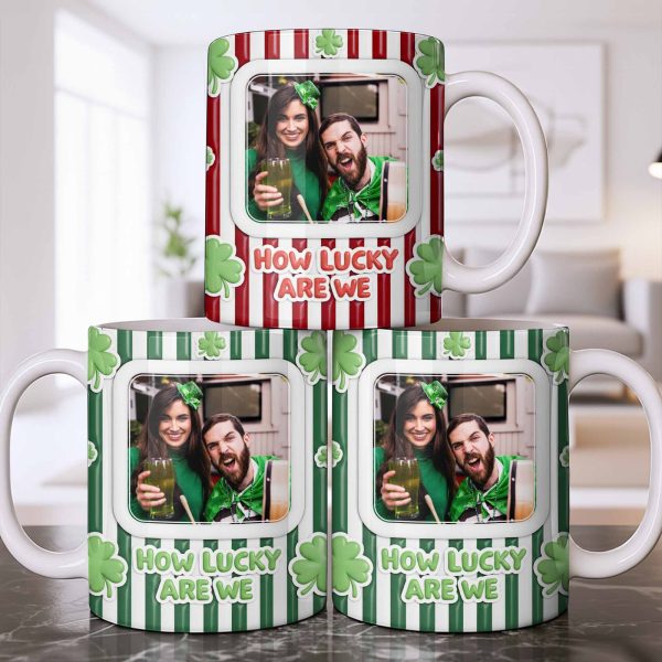 How Lucky Are We With Shamrocks And Stripes Design - Personalized Custom Coffee Mug - CPL1270_MG How Lucky Are We With Shamrocks And Stripes Design - Personalized Custom Coffee Mug - CPL1270_MG