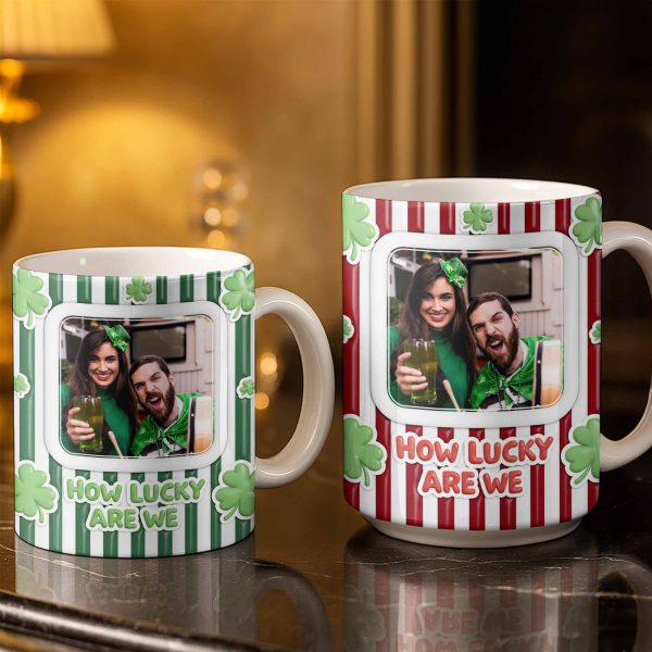 How Lucky Are We With Shamrocks And Stripes Design - Personalized Custom Coffee Mug - CPL1270_MG How Lucky Are We With Shamrocks And Stripes Design - Personalized Custom Coffee Mug - CPL1270_MG