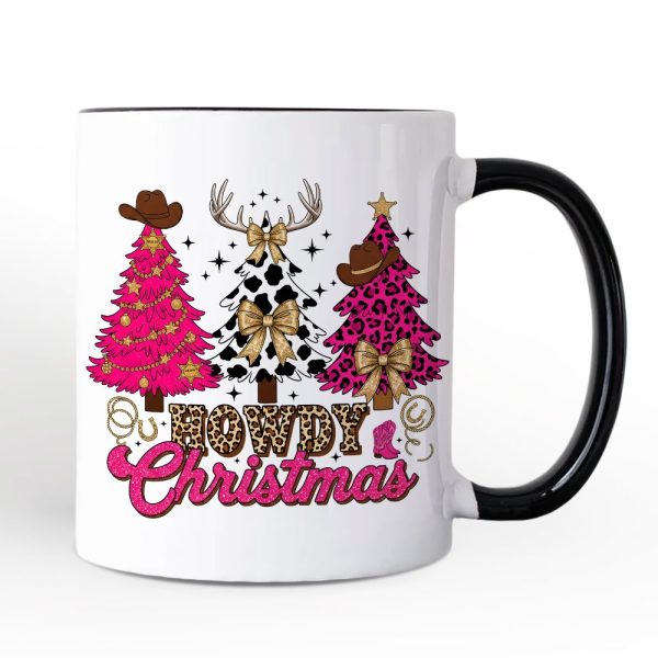 Howdy Pink Christmas Western Christmas Personalized Mug, Leopard Print Retro Holiday Gift with Custom Name Howdy Pink Christmas Western Christmas Personalized Mug, Leopard Print Retro Holiday Gift with Custom Name