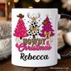 Howdy Pink Christmas Western Christmas Personalized Mug, Leopard Print Retro Holiday Gift with Custom Name Howdy Pink Christmas Western Christmas Personalized Mug, Leopard Print Retro Holiday Gift with Custom Name