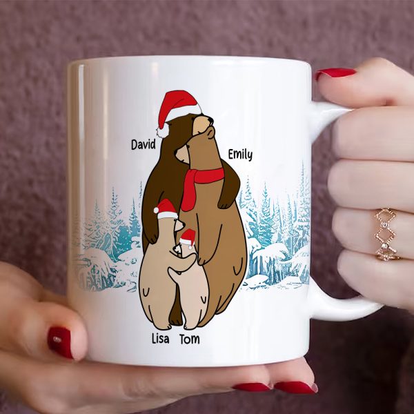 Hugging Is A Silent Way, Gift For Family, Personalized Mug, Winter Bear Family Mug, Christmas Gift Hugging Is A Silent Way, Gift For Family, Personalized Mug, Winter Bear Family Mug, Christmas Gift