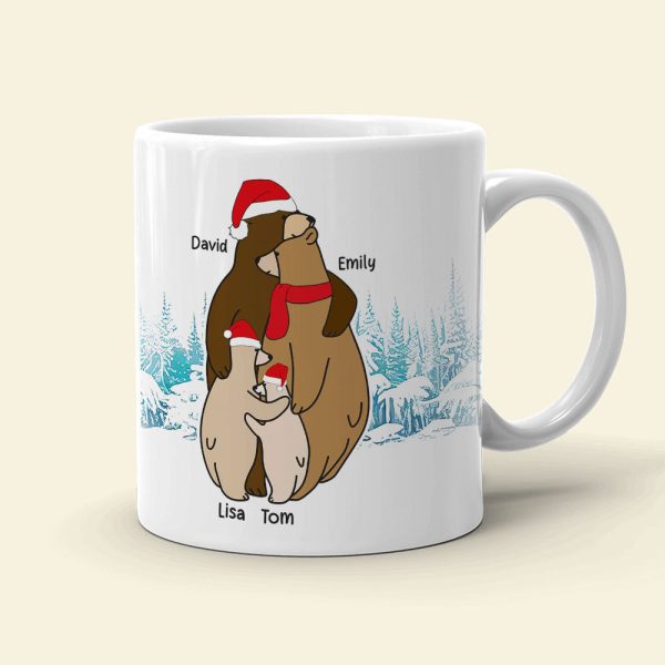 Hugging Is A Silent Way, Gift For Family, Personalized Mug, Winter Bear Family Mug, Christmas Gift Hugging Is A Silent Way, Gift For Family, Personalized Mug, Winter Bear Family Mug, Christmas Gift
