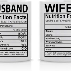 Husband And Wife Nutrition Facts Coffee Mug Set Funny Couple Gift Anniversary Wedding Engagement Gift