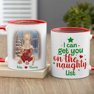 I Can Get You On The Naughty List, Personalized Accent Mug, Christmas Gift For Couple, Xmas Mug