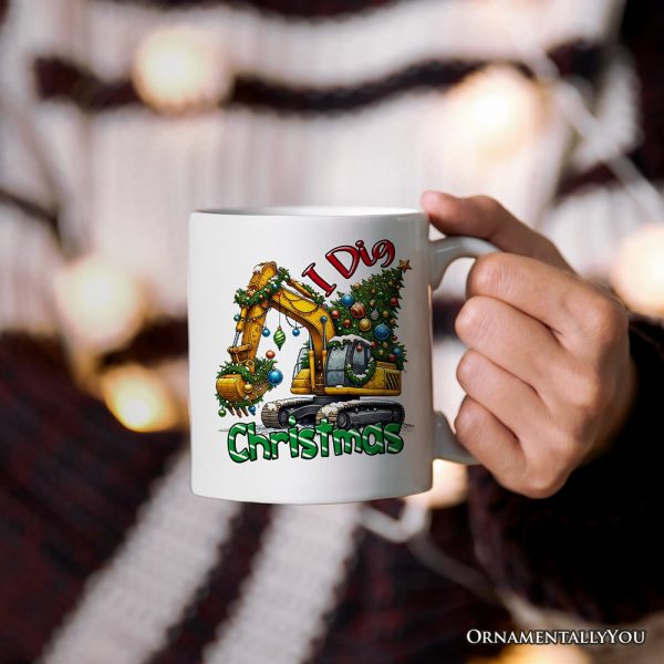 I Dig Christmas Personalized Mug, Christmas Kids Excavator Gifts with Custom Name I Dig Christmas Personalized Mug, Christmas Kids Excavator Gifts with Custom Name