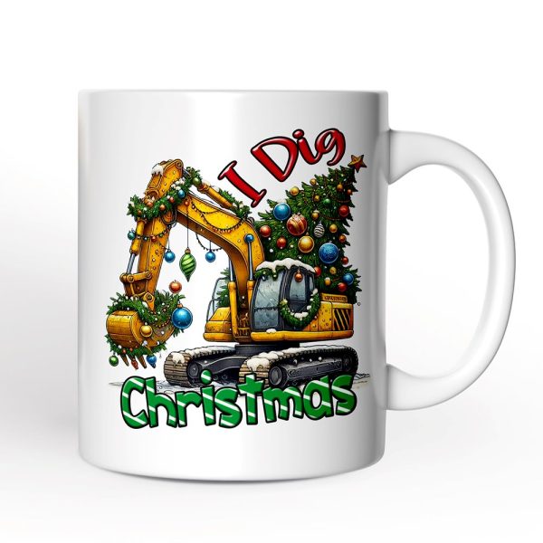 I Dig Christmas Personalized Mug, Christmas Kids Excavator Gifts with Custom Name I Dig Christmas Personalized Mug, Christmas Kids Excavator Gifts with Custom Name