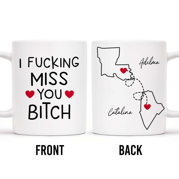 I Effing Miss You So Much With State Outlines Mug - Personalized Custom Coffee Mug - BST134_MG