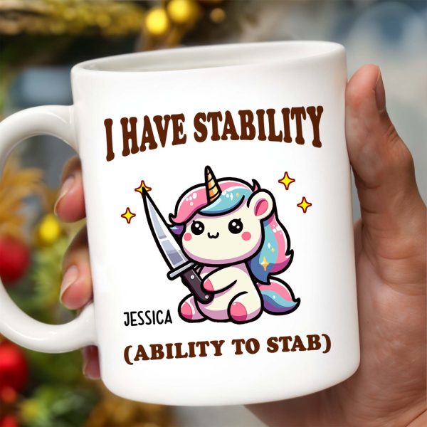 I Have Stability Ability To Stab With Cartoon Duck - Personalized Custom Coffee Mug - COL042_MG I Have Stability Ability To Stab With Cartoon Duck - Personalized Custom Coffee Mug - COL042_MG