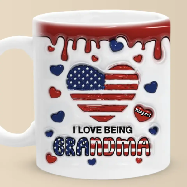 I Love Being Grandma - Family Personalized Custom 3D Inflated Effect Printed Mug - Gift For Mom, Grandma I Love Being Grandma - Family Personalized Custom 3D Inflated Effect Printed Mug - Gift For Mom, Grandma