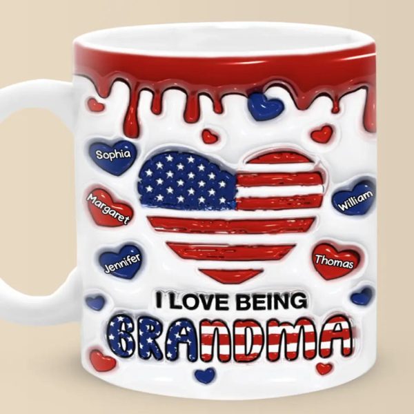 I Love Being Grandma - Family Personalized Custom 3D Inflated Effect Printed Mug - Gift For Mom, Grandma I Love Being Grandma - Family Personalized Custom 3D Inflated Effect Printed Mug - Gift For Mom, Grandma
